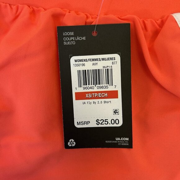 Under Armour Women's Fly By 2.0 Shorts Size XS Orange White 3 in Drawstring NWT - Picture 13 of 16